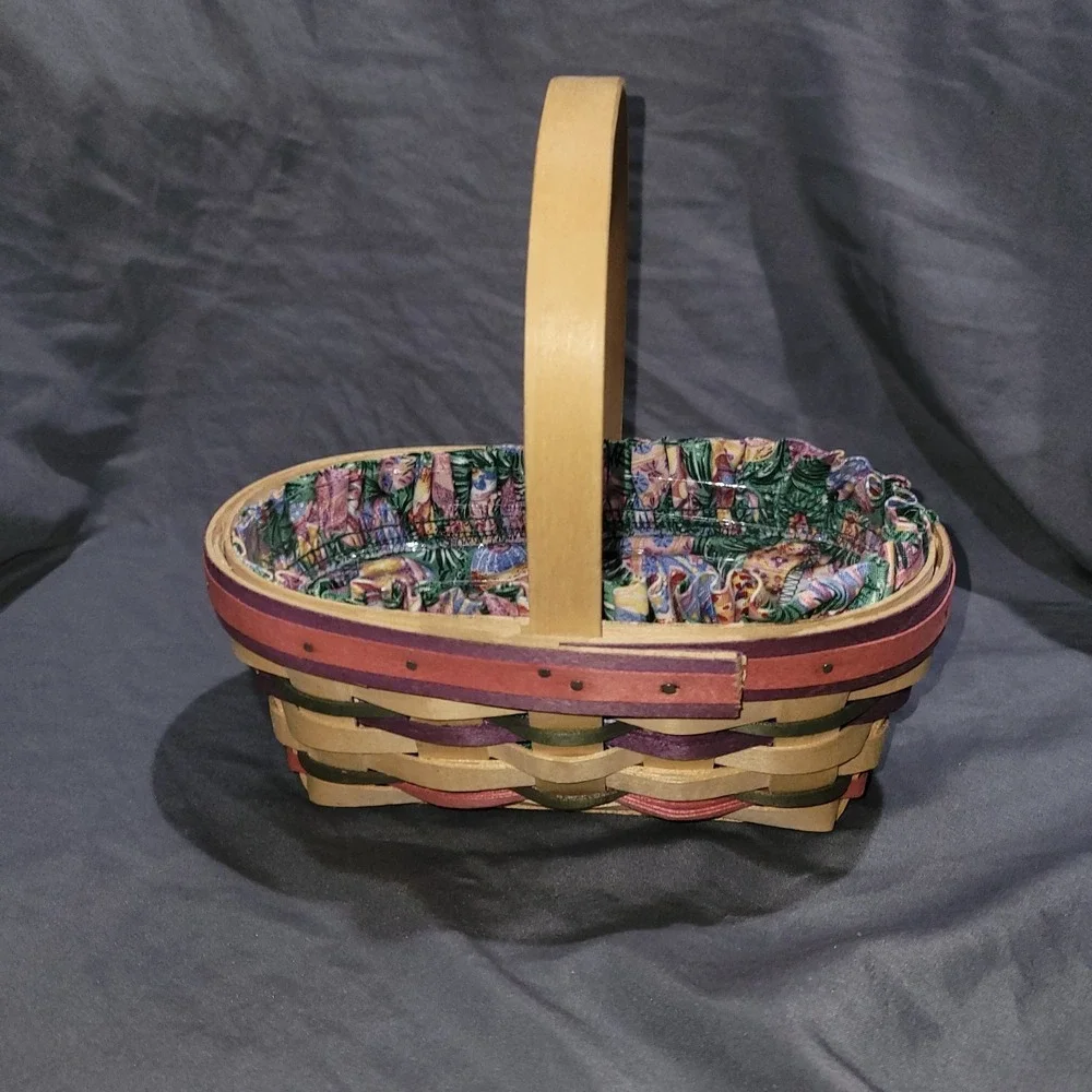 Longaberger 1997 Small Easter Basket W Easter Egg Design Fabric Liner And Insert